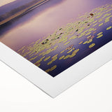 Abstract landscape rolled canvas art depicting vibrant hues of blue, green, and orange, showcasing a serene nature scene, ideal for modern home decor.