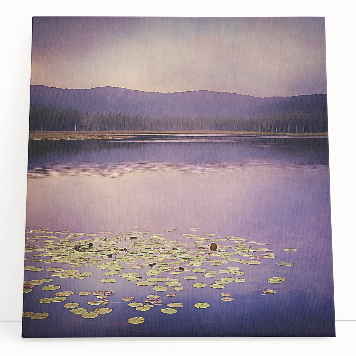 Abstract landscape canvas art in vibrant blues and greens, showcasing a serene nature scene with flowing shapes and textures, perfect for modern decor.