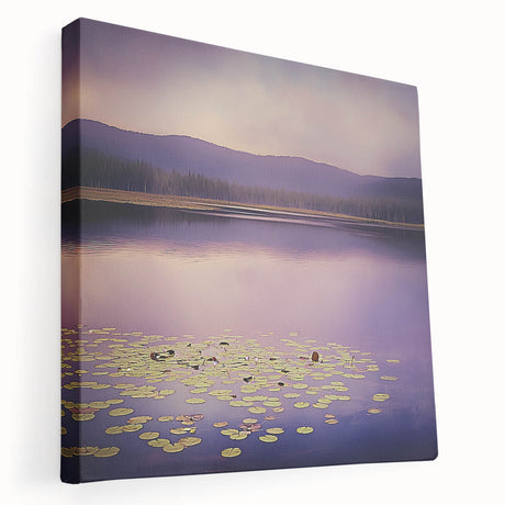 Abstract landscape stretched canvas artwork showcasing vibrant greens and blues, displayed from a side view, ideal for modern home decor accents. Perfect for adding a serene touch to contemporary interiors.