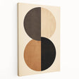 Abstract minimalist wall art on stretched canvas, showcasing soft pastel colors and geometric shapes, perfect for modern home decor. Side view highlights the canvas texture and depth, ideal for enhancing interior aesthetics.