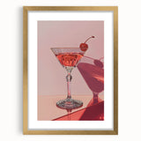 Extra large abstract art print in textured style with vivid orange and teal hues, framed in gold.