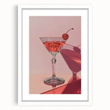 Abstract art print featuring swirling blue and green patterns, framed in white.