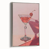 Landscape art painting on a framed canvas depicting colorful vintage poster art with a black background.