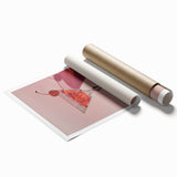 Large rolled print featuring a floral design in soft pastel colors, ideal for classy bathroom wall art.