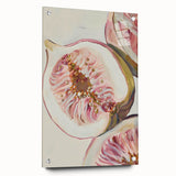 Acrylic print of large abstract fruit designs in vibrant colors, suitable for dining room or bedroom decor.