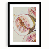 Extra large framed abstract art print featuring colorful, textured fruits, ideal for living room decor.