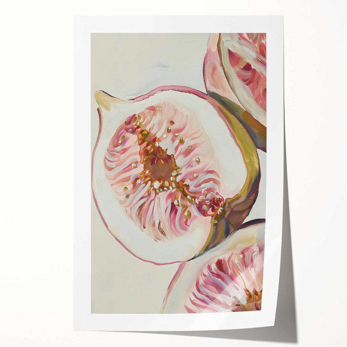 Rolled canvas print featuring an array of fruits in vibrant colors, suitable for dining room decor.
