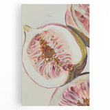 Large black and white canvas featuring an assortment of fruits, ideal for kitchen wall art.