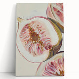 Large black and white stretched canvas featuring an assortment of fruits, ideal for kitchen wall art.