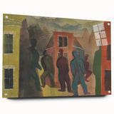 Modern Urban Street Scene Wall Art - Colorful Abstract Cityscape Decor