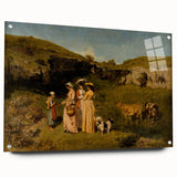 Classical Realism Painting - Young Ladies in Countryside Scene by Courbet