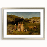 Classical Realism Painting - Young Ladies in Countryside Scene by Courbet