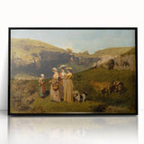 Classical Realism Painting - Young Ladies in Countryside Scene by Courbet