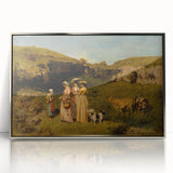 Classical Realism Painting - Young Ladies in Countryside Scene by Courbet