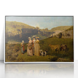 Classical Realism Painting - Young Ladies in Countryside Scene by Courbet