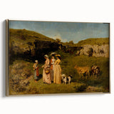 Classical Realism Painting - Young Ladies in Countryside Scene by Courbet