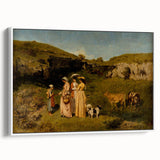Classical Realism Painting - Young Ladies in Countryside Scene by Courbet