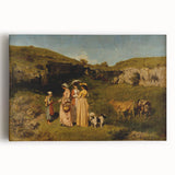 Classical Realism Painting - Young Ladies in Countryside Scene by Courbet