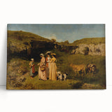 Classical Realism Painting - Young Ladies in Countryside Scene by Courbet