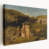 Classical Realism Painting - Young Ladies in Countryside Scene by Courbet