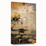 Serene Lotus Wall Art – Gold & Brown Modern Canvas Print