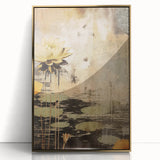 Serene Lotus Wall Art – Gold & Brown Modern Canvas Print