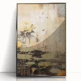 Serene Lotus Wall Art – Gold & Brown Modern Canvas Print