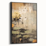 Serene Lotus Wall Art – Gold & Brown Modern Canvas Print