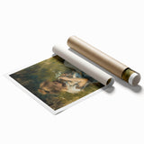 Abstract figurative rolled print showcasing vibrant colors and dynamic shapes, elegantly designed for modern decor, securely packaged in a protective cardboard tube.