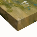 Close-up of an abstract figurative stretched canvas artwork showcasing vibrant colors and intricate textures, ideal for modern home décor and artistic expression.