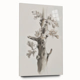 Abstract floral artwork on acrylic glass, displaying vibrant colors and intricate patterns. Side view showcasing the sleek design without visible pins, perfect for modern decor.