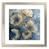Abstract floral artwork framed with a silver mat, showcasing vibrant colors and intricate designs, ideal for modern home decor and art enthusiasts.