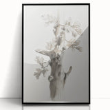 Framed acrylic artwork showcasing vibrant abstract floral design in shades of pink and green, presented in a sleek black frame, ideal for modern home decor.