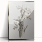 Framed acrylic artwork showcasing vibrant abstract floral designs in shades of pink, green, and gold, elegantly displayed in a sleek silver frame, perfect for modern home decor.