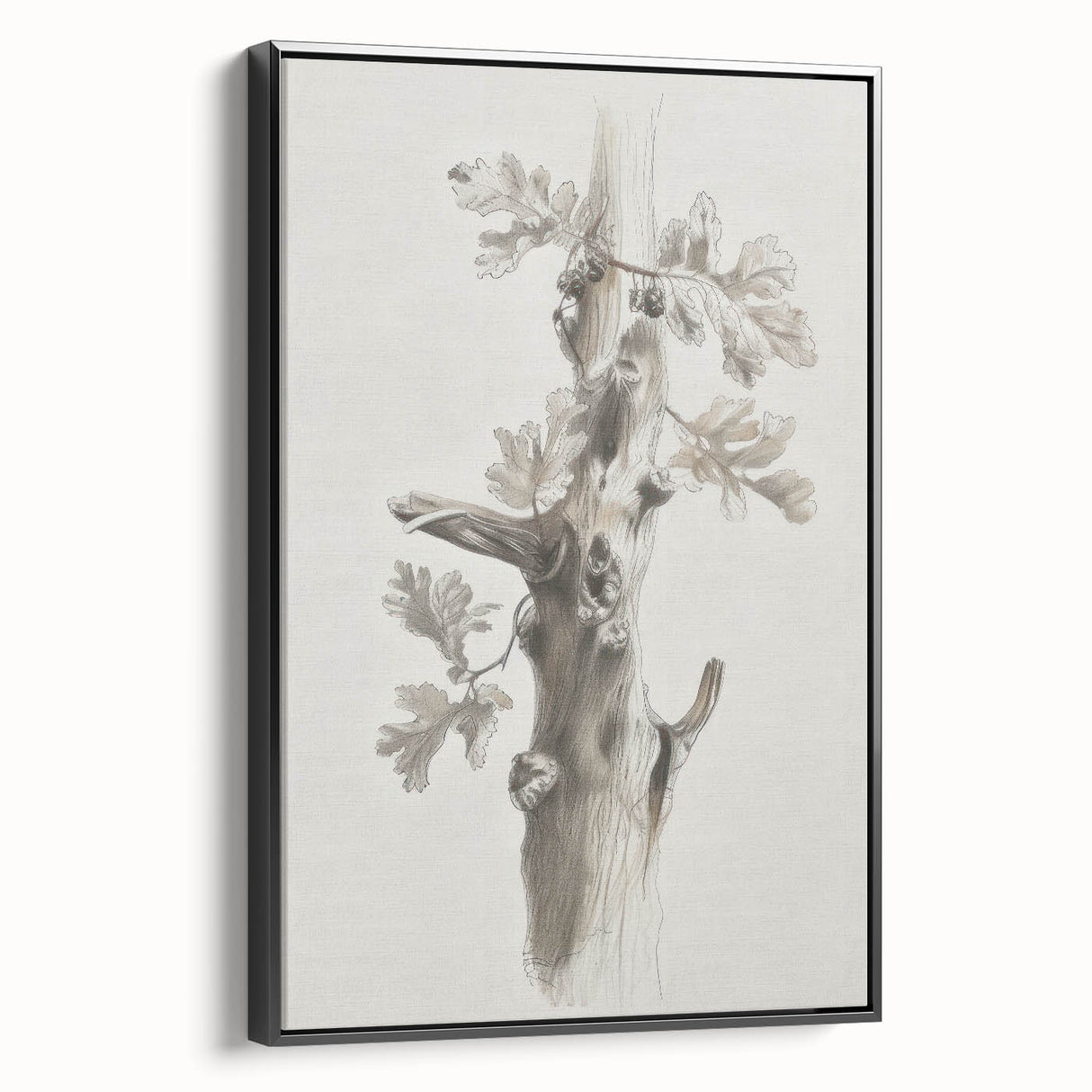 Framed canvas artwork showcasing an abstract floral design with vibrant colors on a black background, viewed from the side, ideal for modern home decor.