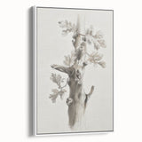 Framed canvas artwork showcasing abstract floral designs in vibrant colors, featuring a white frame, perfect for modern home decor and artistic interior styling.