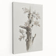 Abstract floral stretched canvas artwork showcasing vibrant colors and intricate designs, ideal for home decor, displayed from a side view. Perfect for adding a modern touch to living spaces.