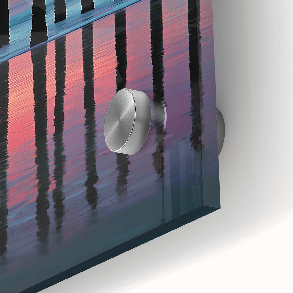 Close-up view of an abstract landscape artwork on acrylic glass, showcasing vibrant colors and intricate textures, perfect for modern home decor. This piece highlights the interplay of light and shadow, enhancing any interior space.