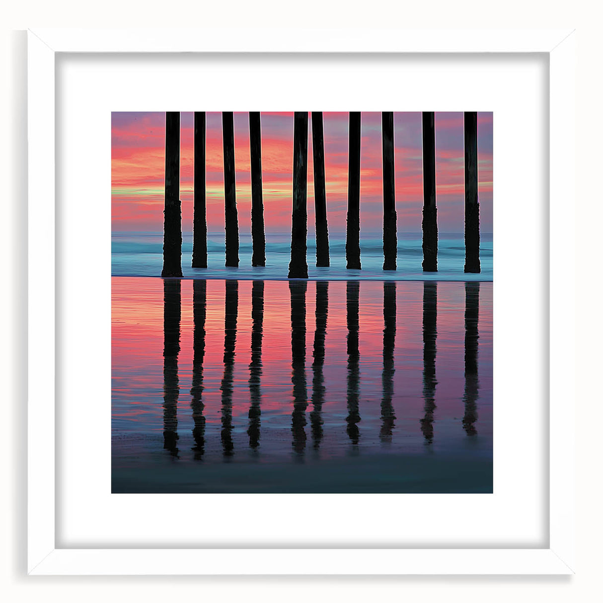 Abstract landscape artwork framed in white matting, showcasing soft earth tones and flowing shapes, perfect for modern home decor or office spaces.