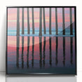 Abstract landscape artwork framed in black acrylic, showcasing vibrant colors and dynamic shapes, perfect for modern home decor. Ideal for art enthusiasts and contemporary settings.