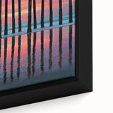 Close-up of an abstract landscape framed canvas showcasing vibrant colors and textured brushstrokes, ideal for modern home decor and artistic interiors.