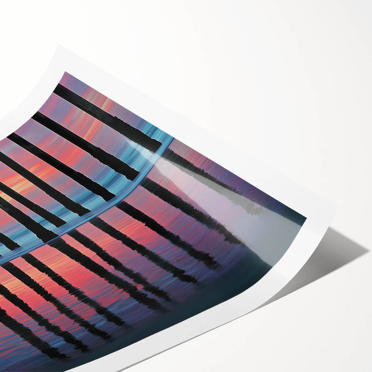 Abstract landscape rolled print showcasing vibrant colors and fluid shapes, perfect for modern home decor. Packaged securely in a cardboard tube for safe shipping.
