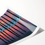 Abstract landscape rolled print showcasing vibrant colors and fluid shapes, perfect for modern home decor. Packaged securely in a cardboard tube for safe shipping.