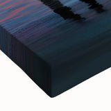 Close-up of an abstract landscape stretched canvas artwork, showcasing vibrant colors and textured brush strokes that evoke a serene natural scene, perfect for modern home decor.