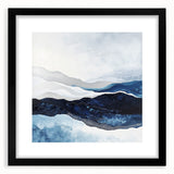 Modern Monochrome Abstract Wall Art – Navy and Silver Canvas