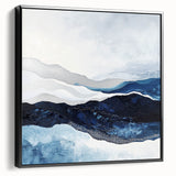 Modern Monochrome Abstract Wall Art – Navy and Silver Canvas