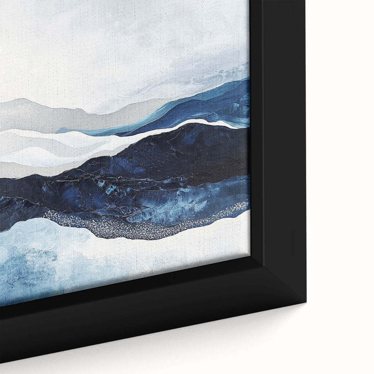 Modern Monochrome Abstract Wall Art – Navy and Silver Canvas