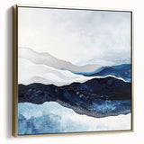 Modern Monochrome Abstract Wall Art – Navy and Silver Canvas