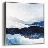 Modern Monochrome Abstract Wall Art – Navy and Silver Canvas