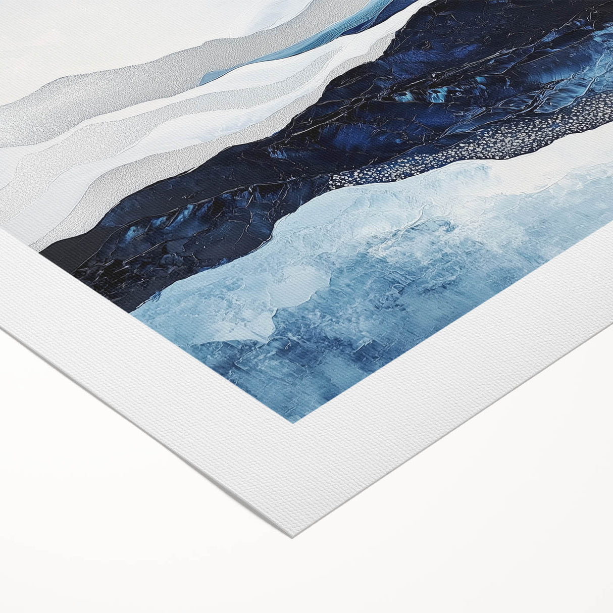 Modern Monochrome Abstract Wall Art – Navy and Silver Canvas